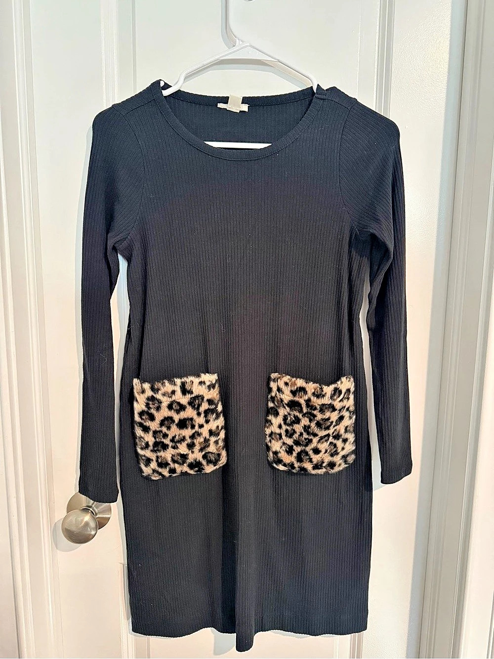 crewcuts Long Sleeve Mini Dress in Black & Brown Size Small